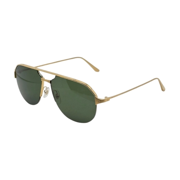 CARTIER Stylish Gold Aviator Sunglasses with Green Lenses - Picture 3 of 7